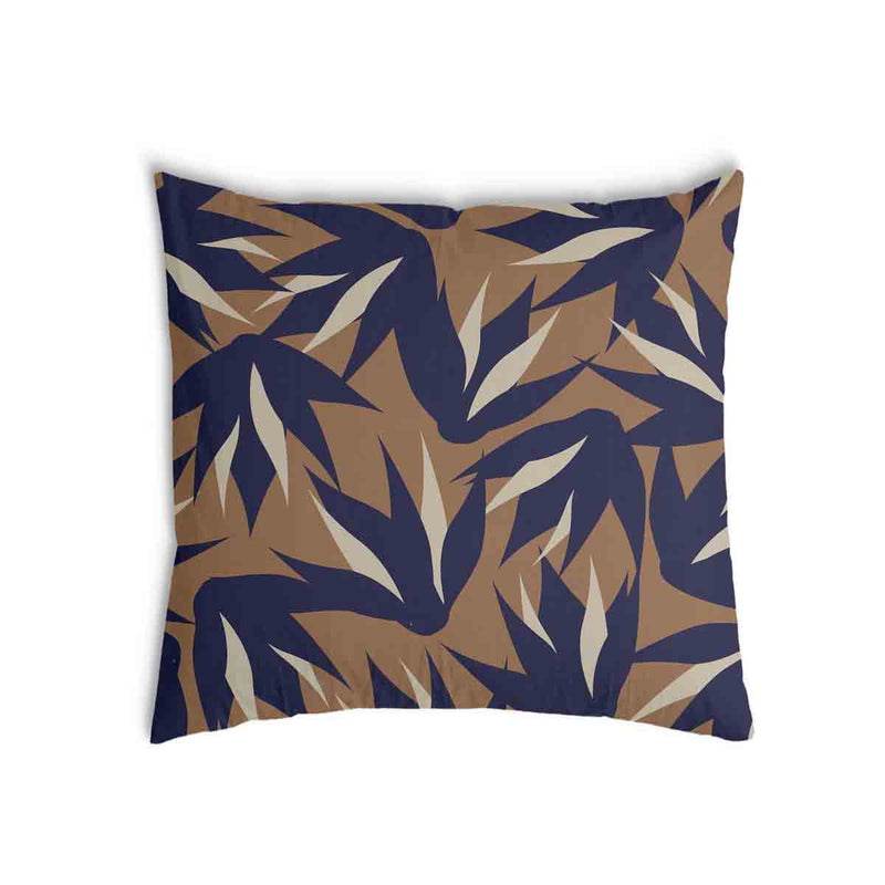 Almohada de salud marrón con hojas azules