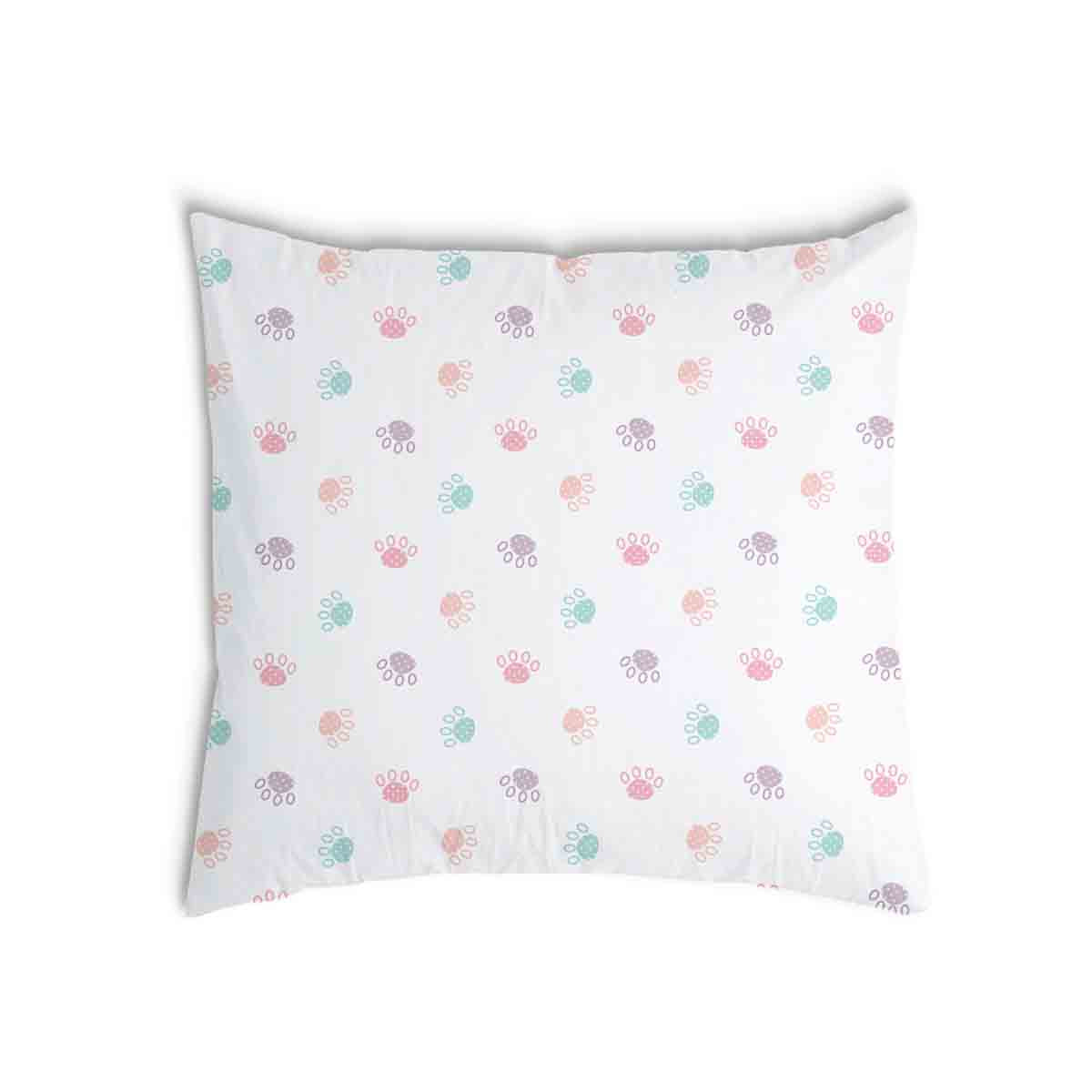 Almohada de salud blanca con patas de colores