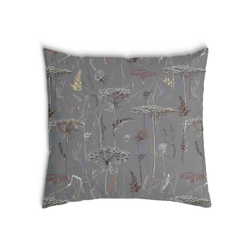 Almohada de salud gris con plantas doradas