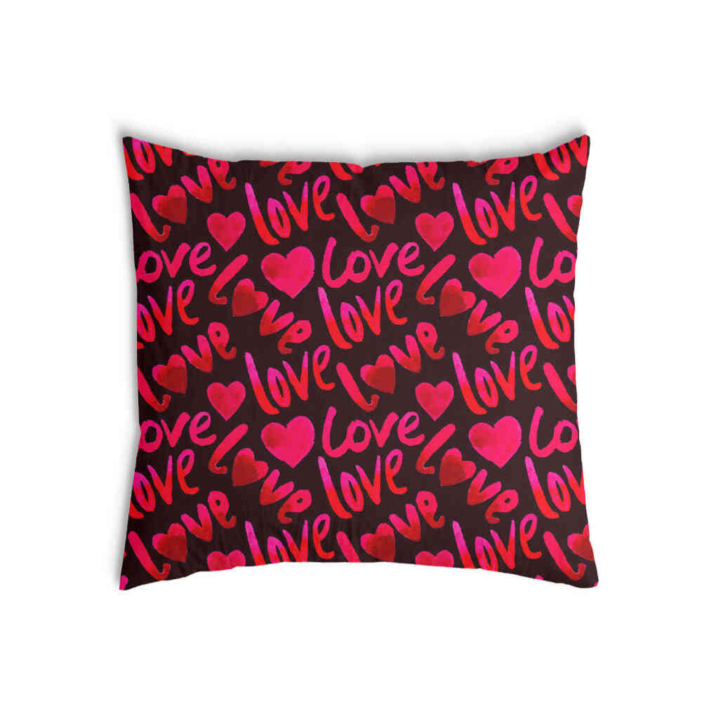 Almohada de salud negra con inscripción Love