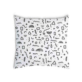 Almohada de salud blanca con formas en negro