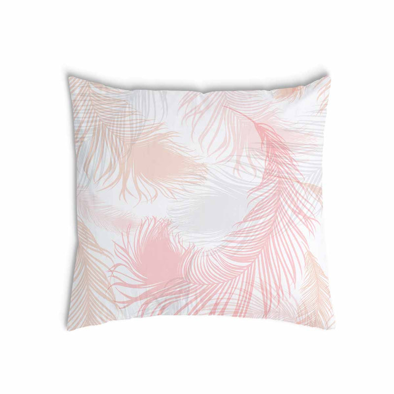 Almohada de salud blanca con plumas rosas