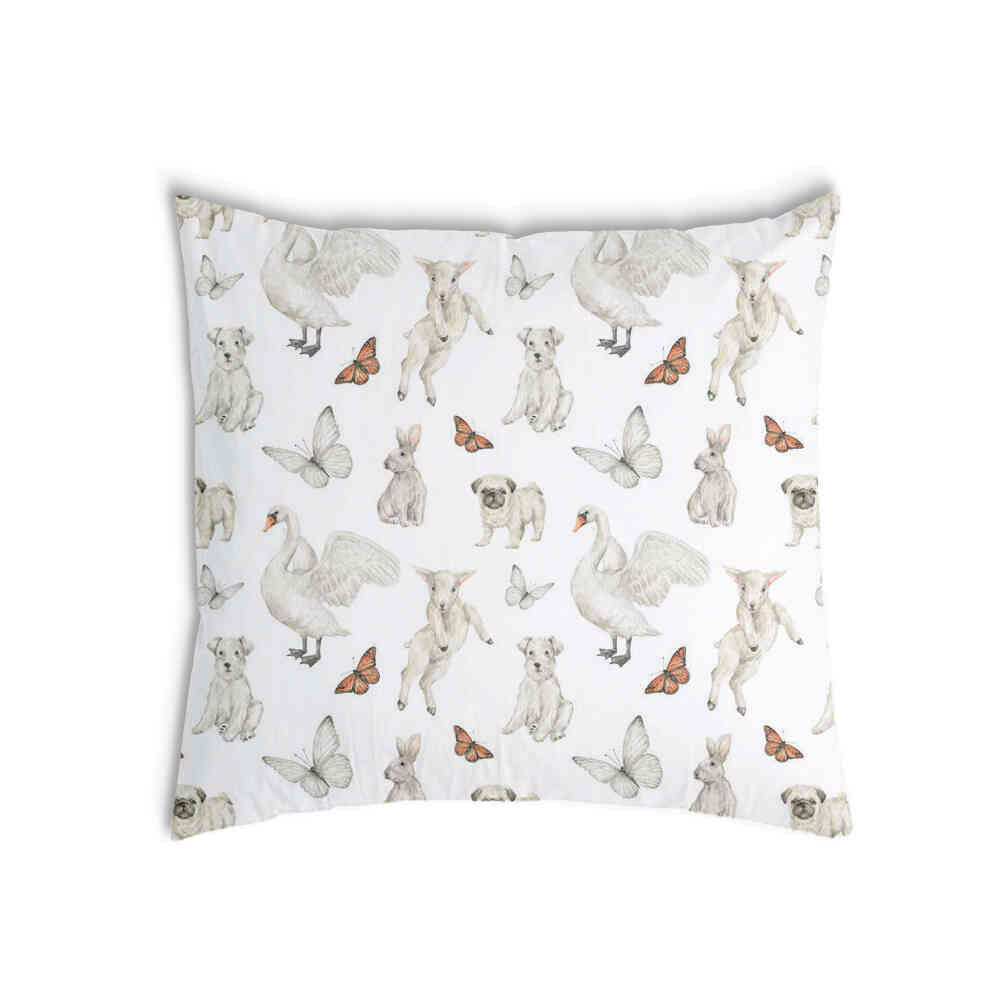 Almohada de salud blanca con animales adorables