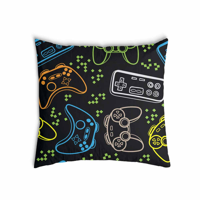 Almohada de salud negra con consolas de juegos