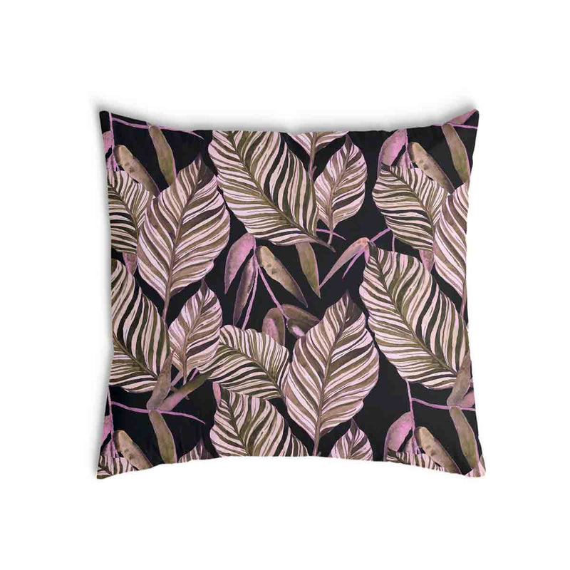 Almohada de salud negra con hojas moradas