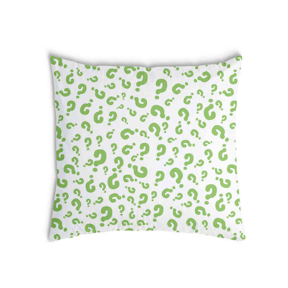 Almohada de salud Signos de interrogación verdes