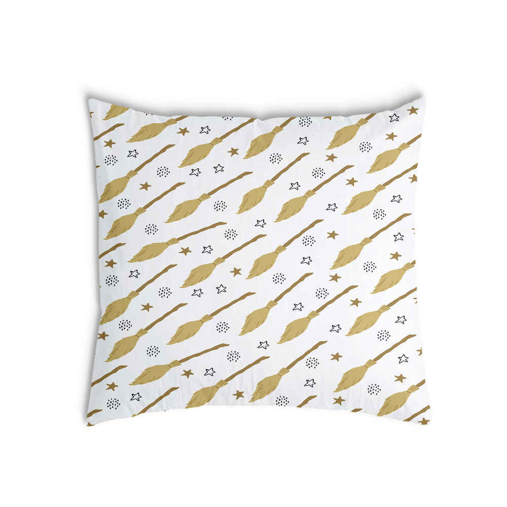 Almohada de salud blanca con la escoba de Harry