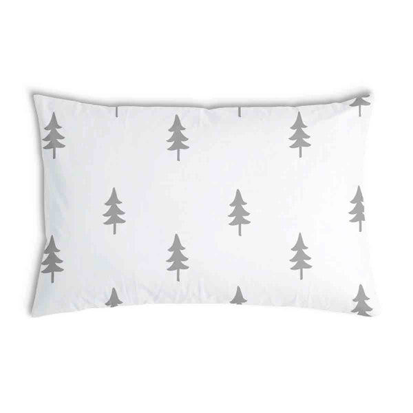 Almohada de salud blanca con abetos grises