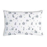 Almohada de salud blanca con puntos y árboles