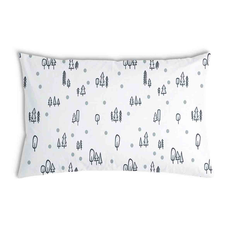 Almohada de salud blanca con puntos y árboles