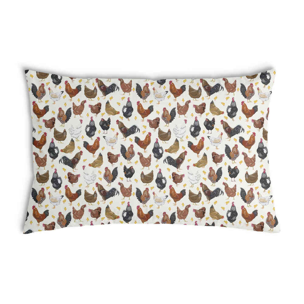 Almohada de salud blanca con muchas gallinas