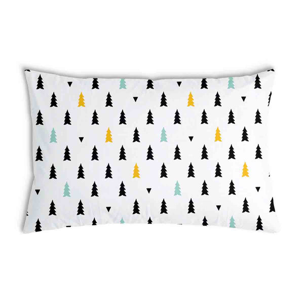 Almohada de salud blanca con pequeños abetos