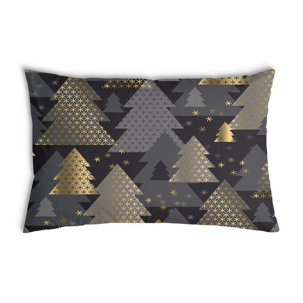 Almohada de salud con árboles de abeto dorados