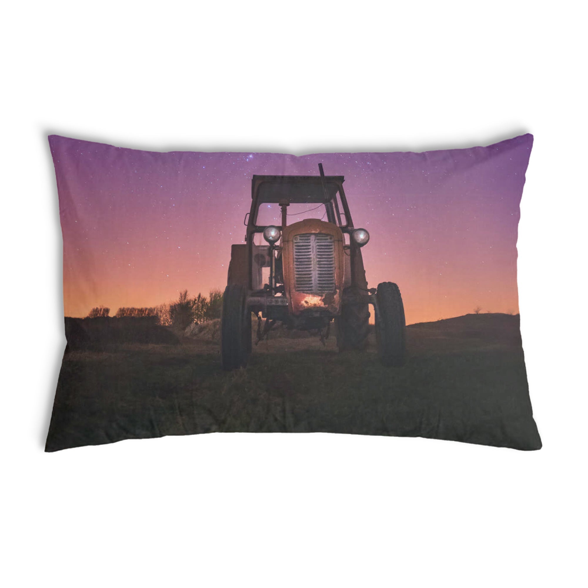 Almohada de salud morada con tractor