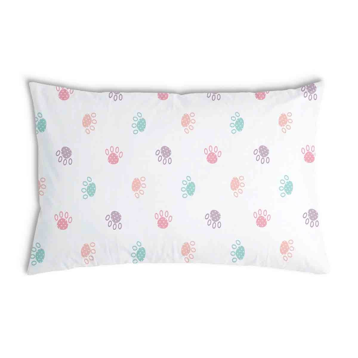 Almohada de salud blanca con patas de colores