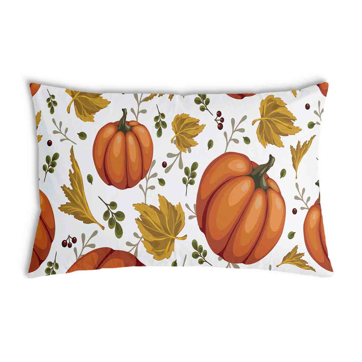 Almohada de salud blanca con grandes calabazas
