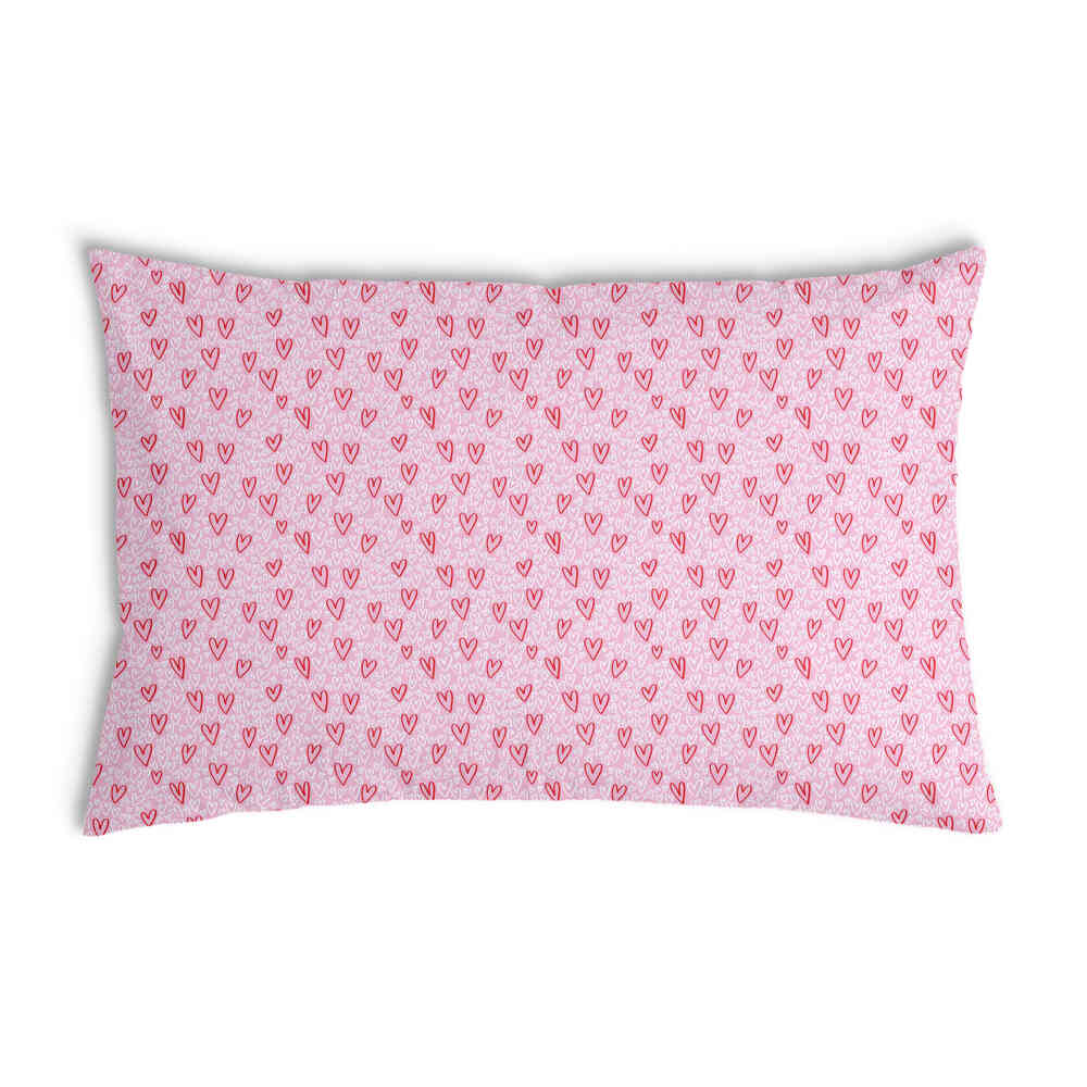 Almohada de salud rosa con corazones rojos