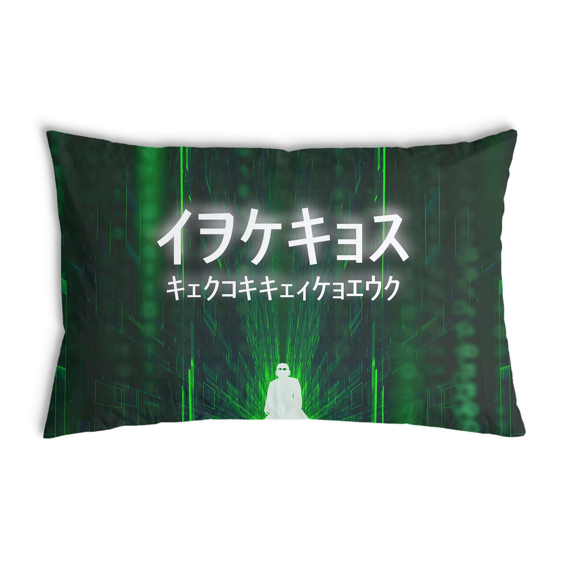 Almohada de salud en verde con caracteres escritos