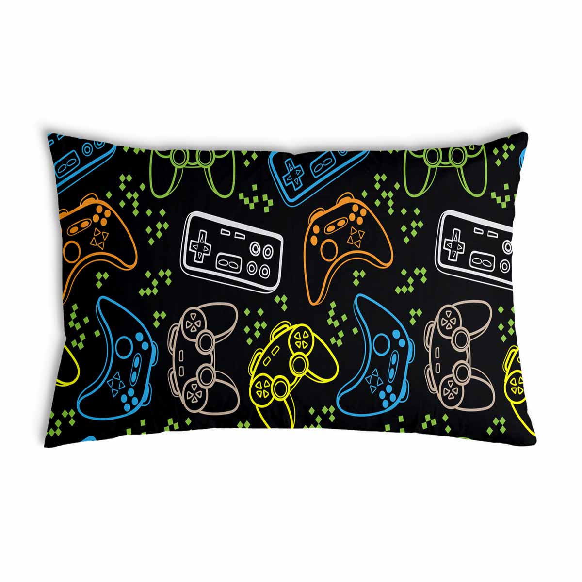 Almohada de salud negra con consolas de juegos
