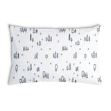 Almohada de salud blanca con puntos y árboles