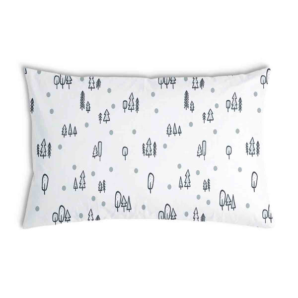 Almohada de salud blanca con puntos y árboles