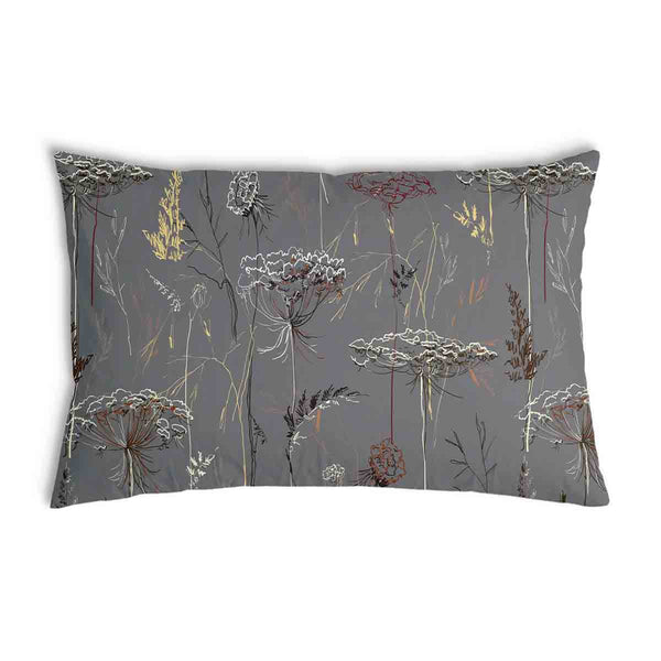 Almohada de salud gris con plantas doradas