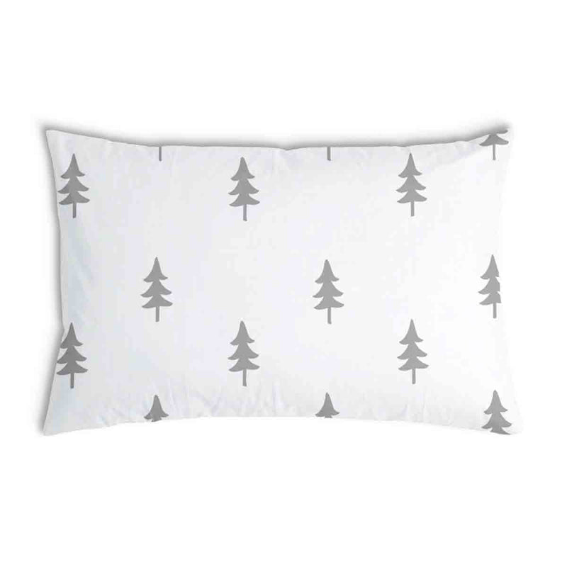 Almohada de salud blanca con abetos grises