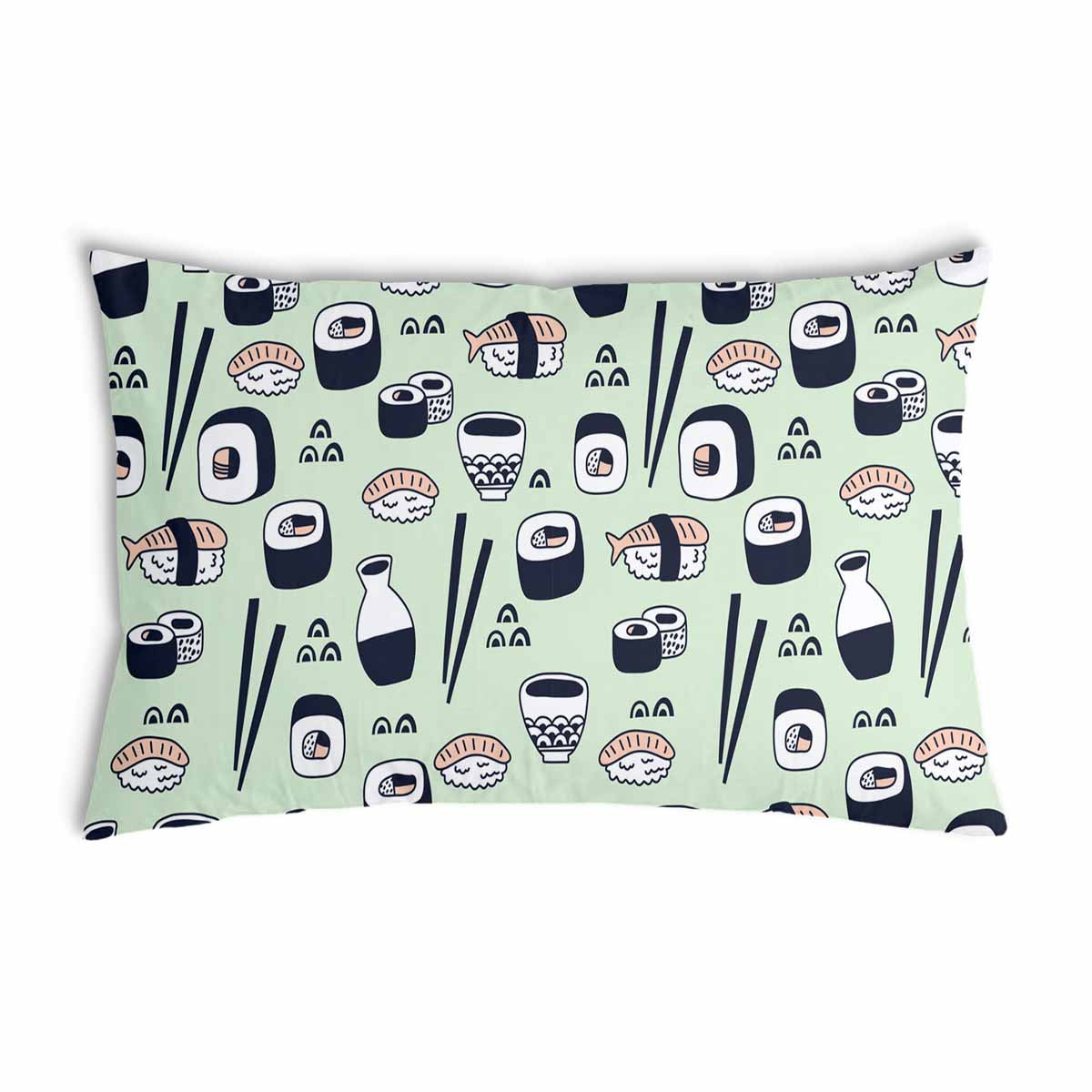 Almohada de salud verde claro con sushi