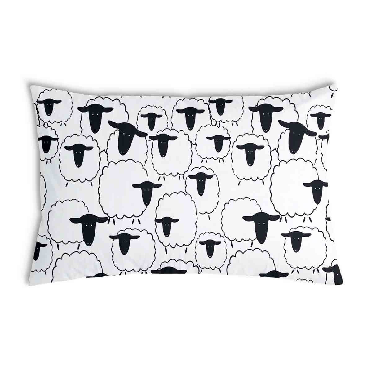 Almohada de salud blanca con ovejas