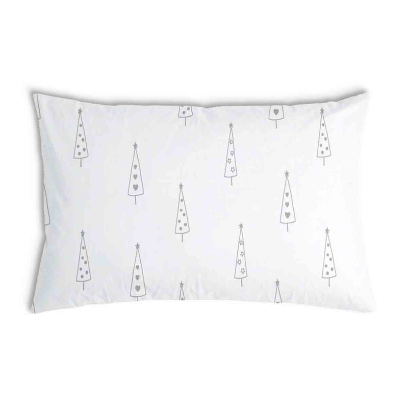 Almohada de salud blanca con abetos grises