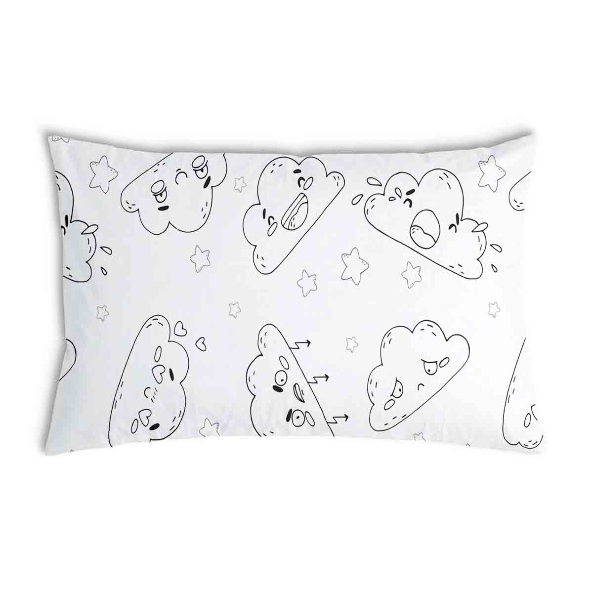 Almohada de salud blanca con nubes divertidas