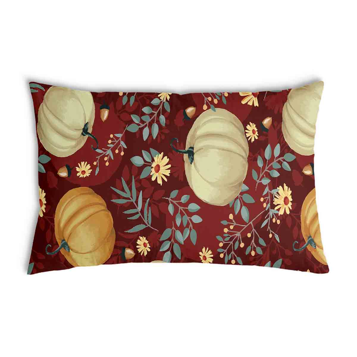 Almohada de salud roja con calabazas