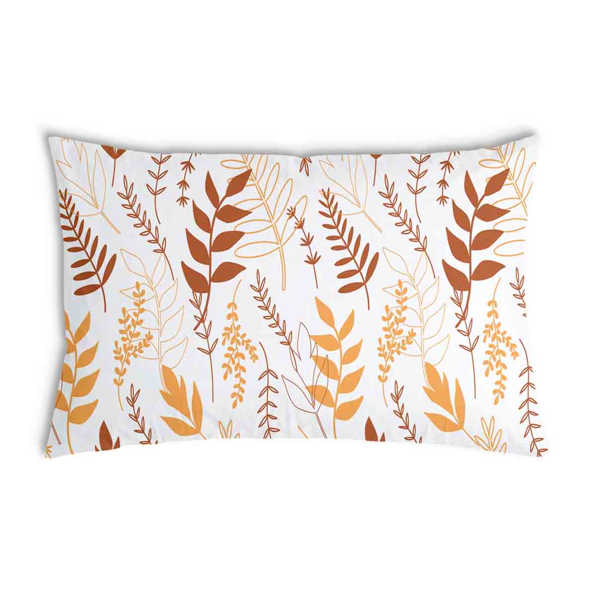 Almohada de salud blanca con ramas otoñales