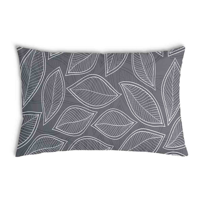 Almohada de salud gris con hojas de palma blancas