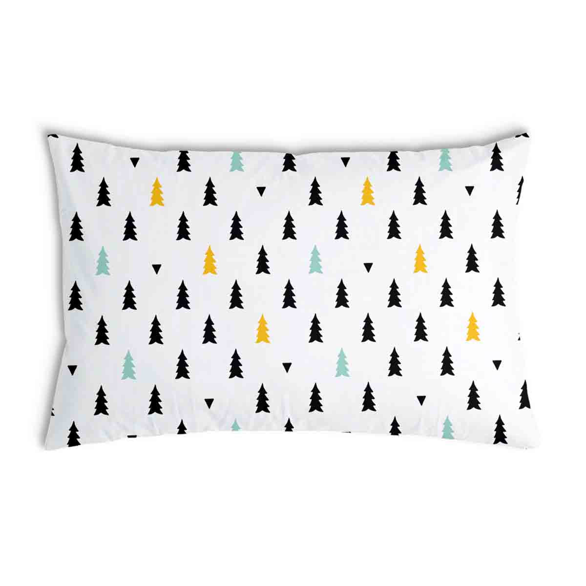 Almohada de salud blanca con pequeños abetos