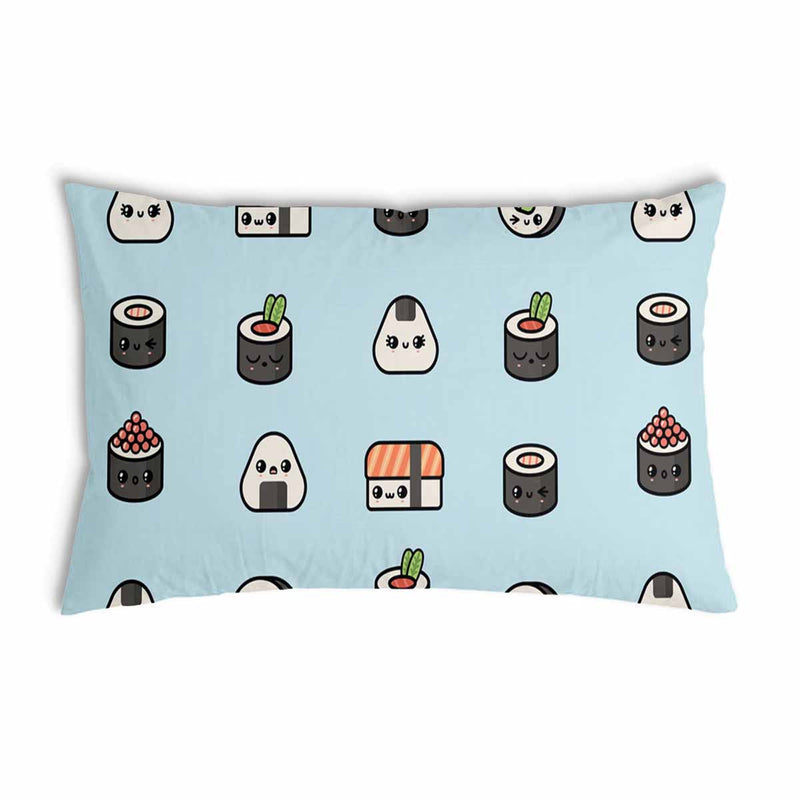 Almohada de salud azul claro con sushi