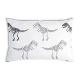 Almohada de salud blanca con esqueleto de dinosaurio