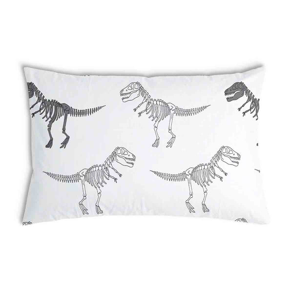 Almohada de salud blanca con esqueleto de dinosaurio