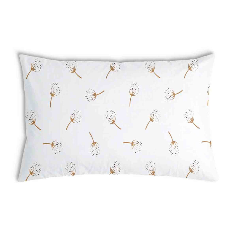 Almohada de salud blanca con dientes de león