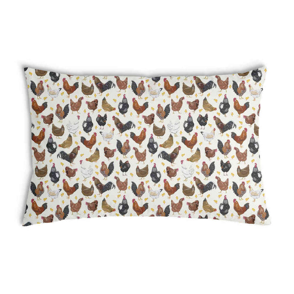 Almohada de salud blanca con muchas gallinas