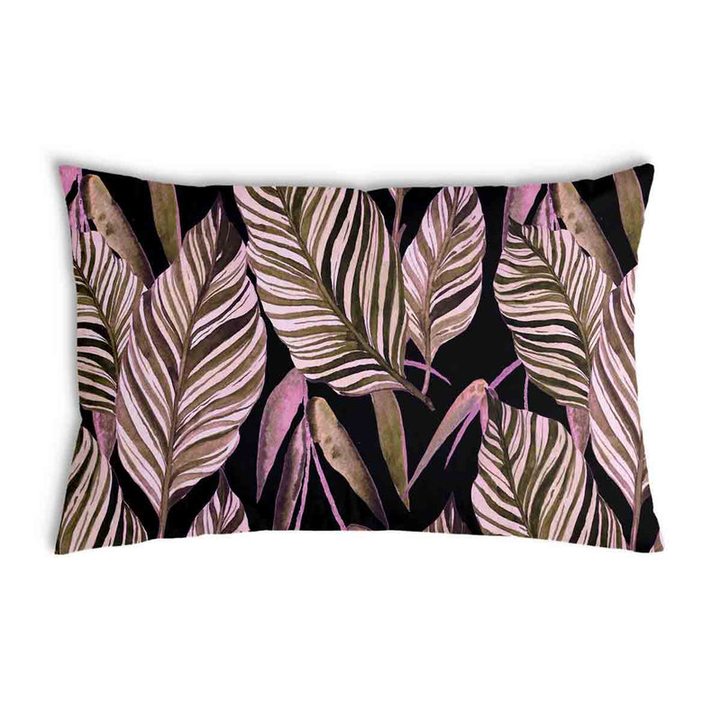 Almohada de salud negra con hojas moradas
