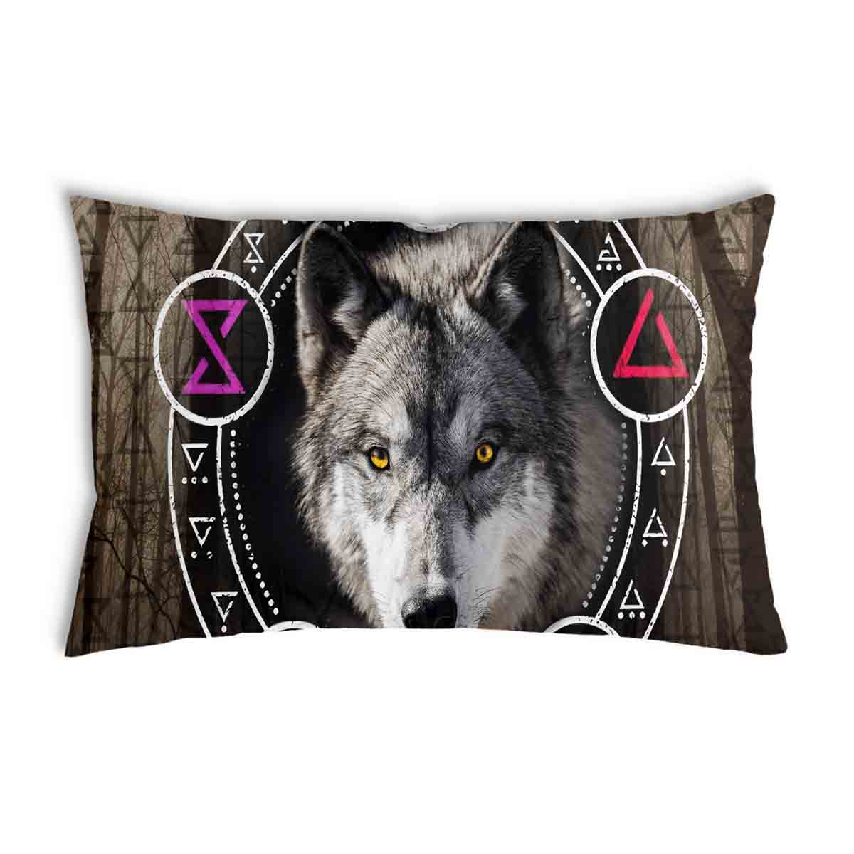 Almohada de salud marrón con lobo