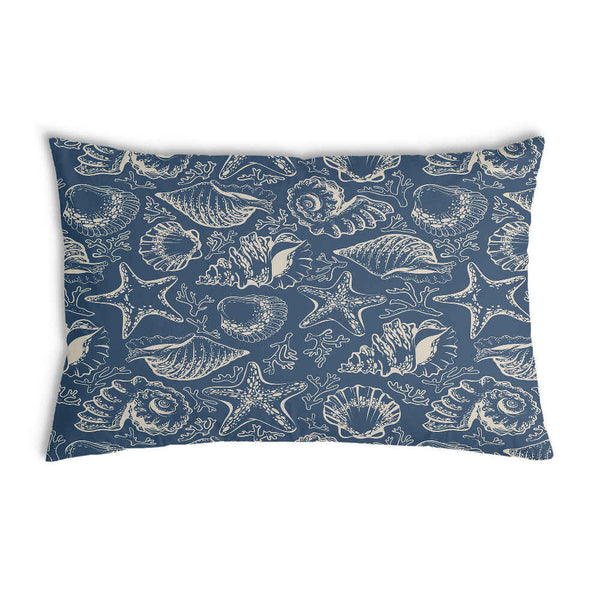 Almohada de salud azul con conchas