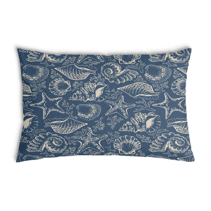 Almohada de salud azul con conchas