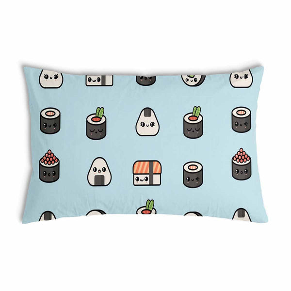 Almohada de salud azul claro con sushi