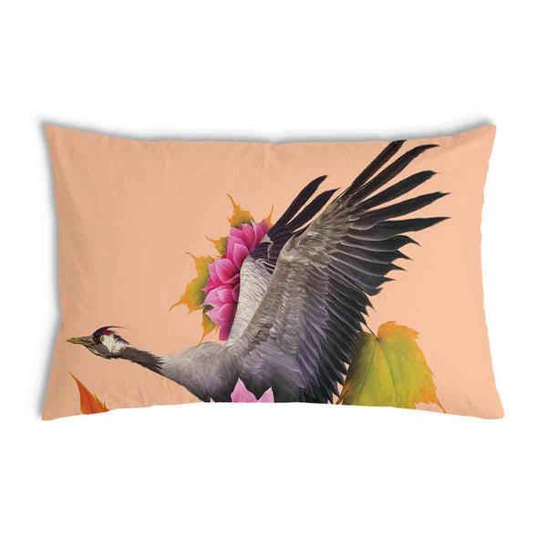 Almohada de salud naranja con grulla