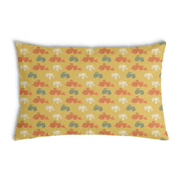 Almohada de salud naranja con tractores
