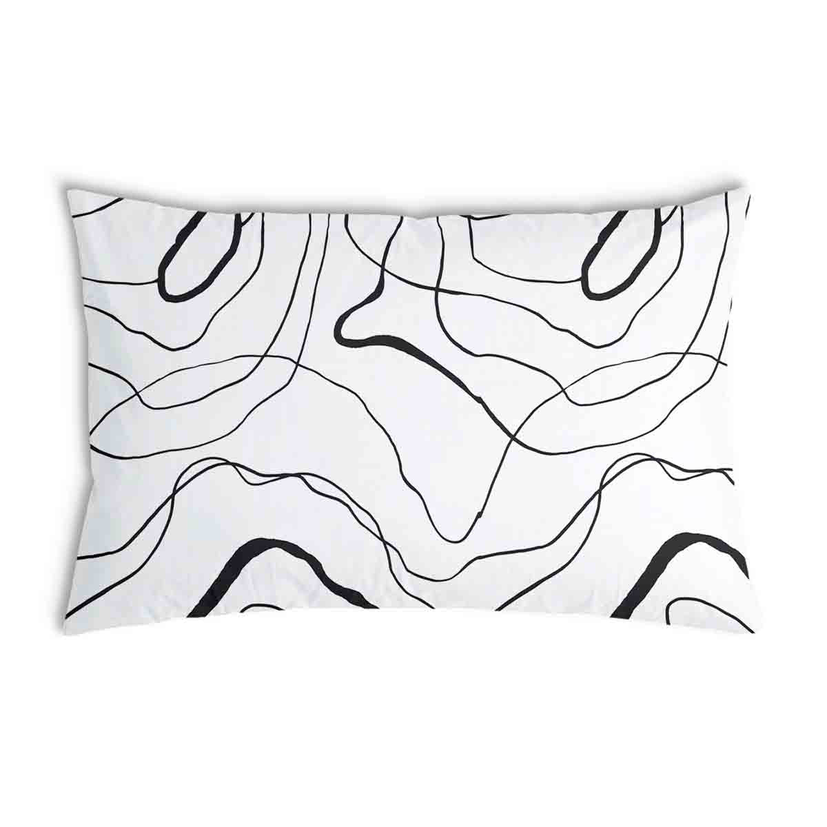 Almohada de salud con líneas serpenteantes negras