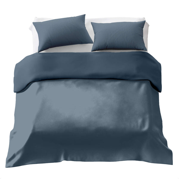 Juego de ropa de cama básico con manta terapéutica azul acero