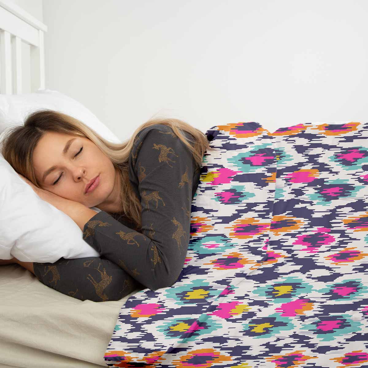 Manta terapéutica original - Funda de algodón colorida con estampado de leopardo